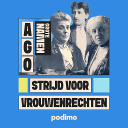 Afleveringplaatje van Strijders voor het vrouwenkiesrecht: Wilhelmina Drucker, Carrie Chapman Catt en Aletta Jacobs